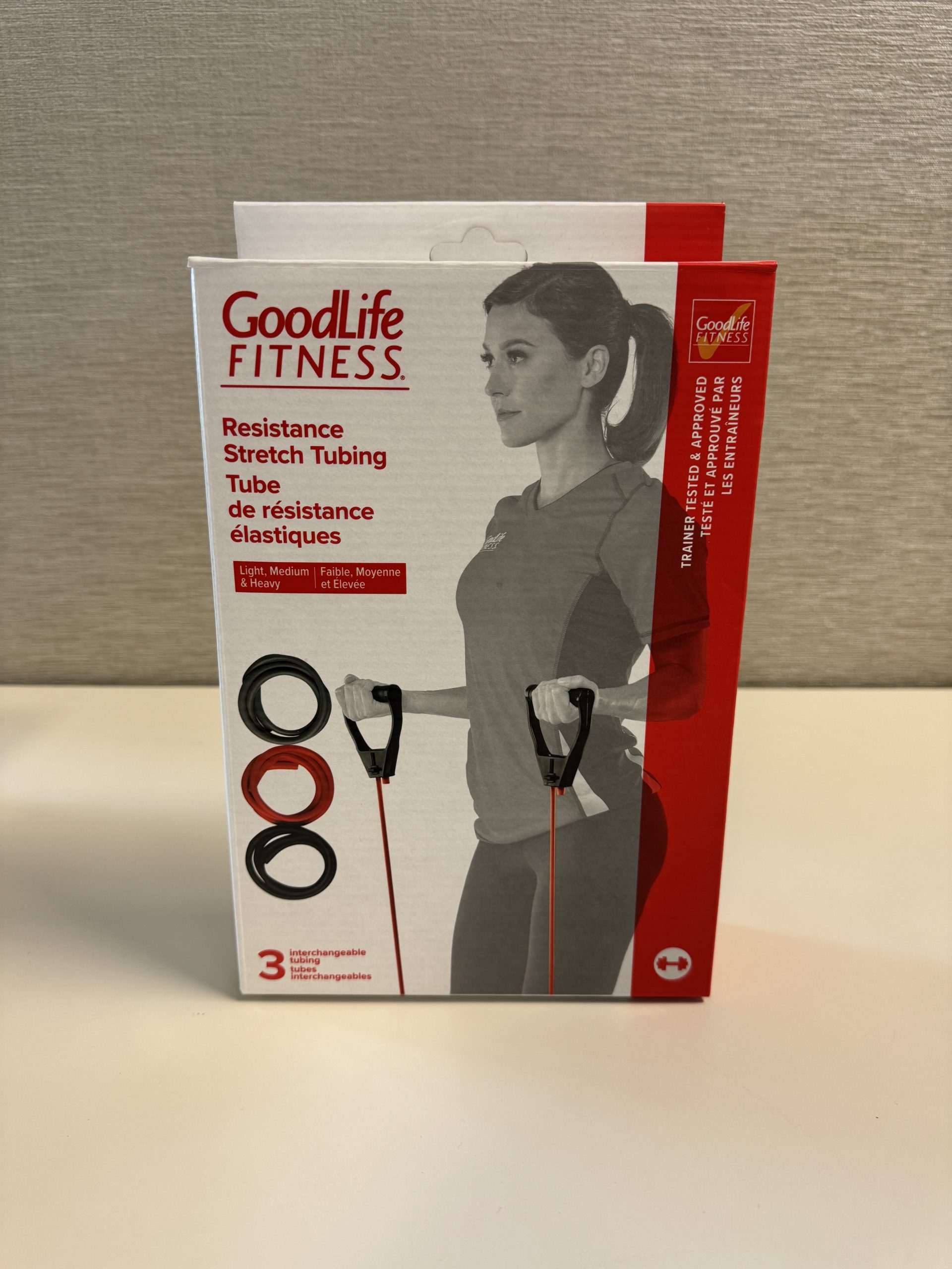 GoodLife Fitness Resistance Stretch Tubing with 3 Interchangeable